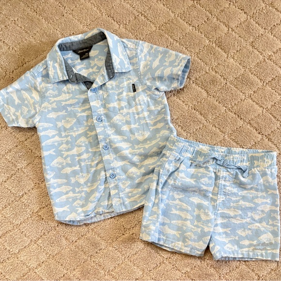 Eddie Bauer Cotton and Linen Fish Print Outfit - Picture 1 of 6